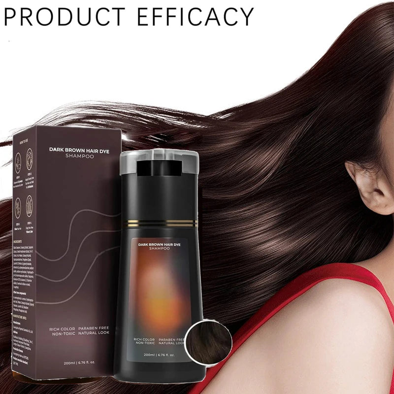 Hair Dye Coloring Shampoo 3 in 1 Instant Hair Dye Shampoo Nourish Long Lasting Color Dye For Women &Men Gray Hair Coverage 200ML