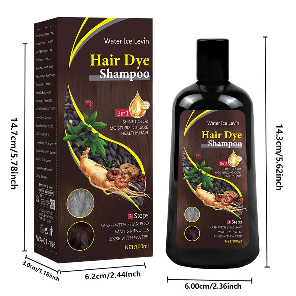 New Hair color shampoo 3 in 1 makes hair instantly from white to brown natural hair color protective sleeve for women 100ML