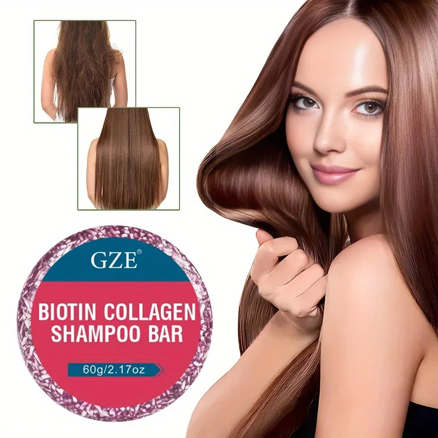 GZE Biotin Collagen Shampoo Bar  Clarifying Shampoo for Men & Women Strengthening