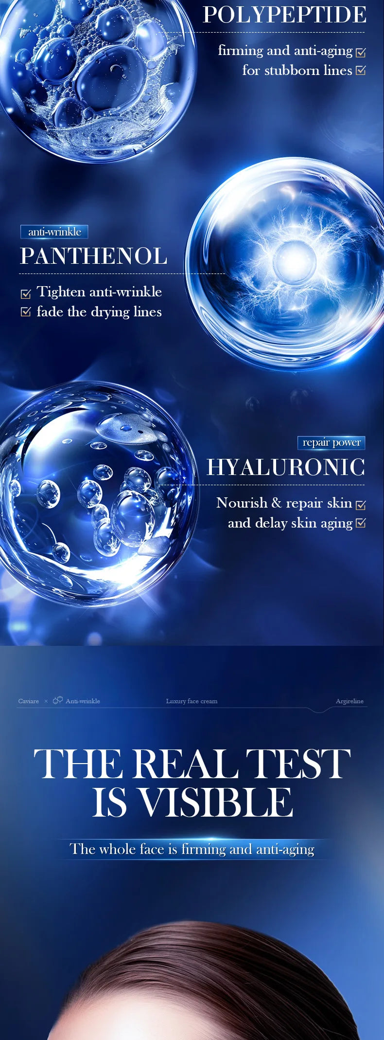 Crema antiarrugas instantánea con retinol, antiedad, reafirmante, lifting, atenúa líneas finas, mejora la piel, hidrata e ilumina.