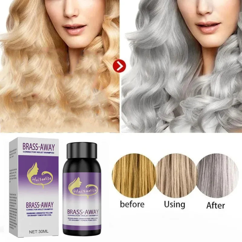 Gray Color Fixing Hair Dye Shampoo Cover Gray Hair Fade Yellow After Bleach Hair Shampoo Non-irritating Purple Shampoo Blonde