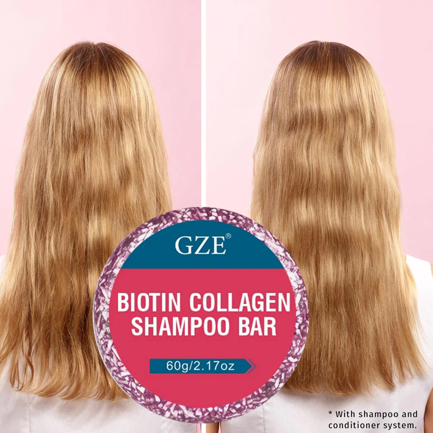 GZE Biotin Collagen Shampoo Bar  Clarifying Shampoo for Men & Women Strengthening