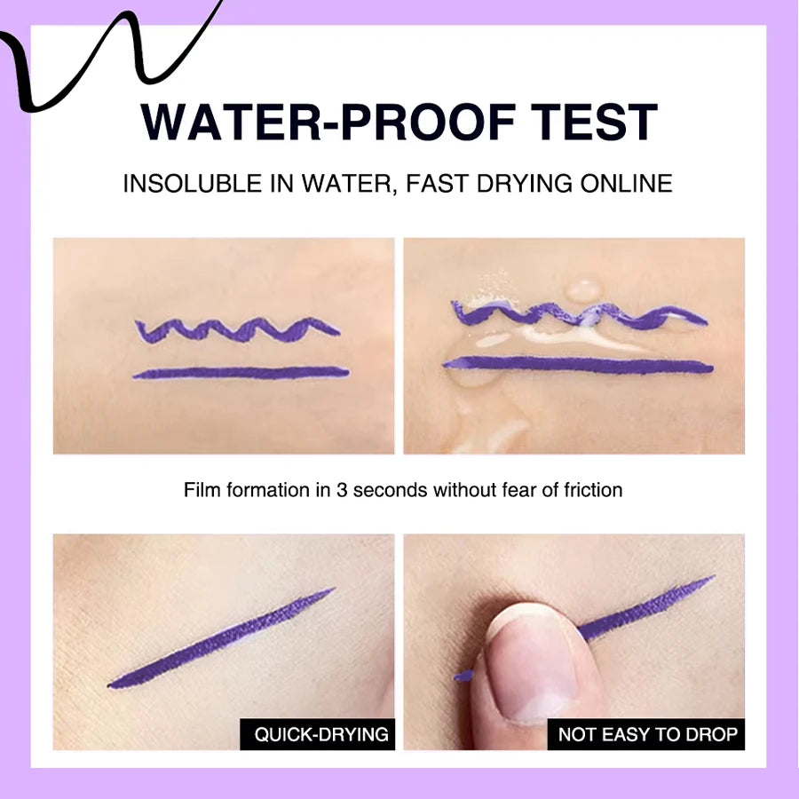 3-color Dual-ended stamp pen,eyeliner smooth quick-drying ,2 in 1 smudge-proof black purple blue eye makeup for women gifts