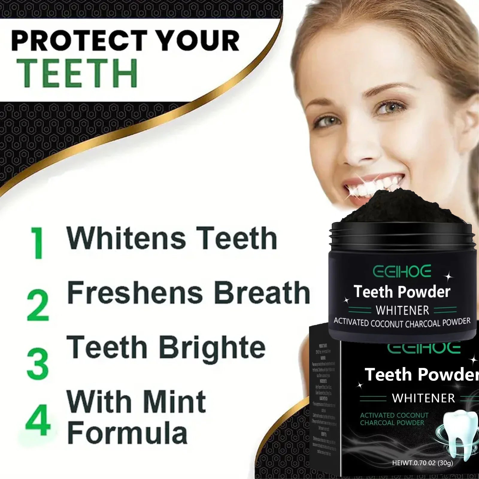 Tooth Whitening Powder - Natural Whitening and Deep Cleaning for Men and Women, Fresh Breath Daily Toothpaste