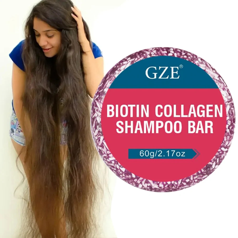 GZE Biotin Collagen Shampoo Bar  Clarifying Shampoo for Men & Women Strengthening