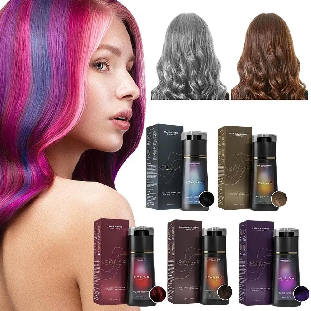 Hair Dye Coloring Shampoo 3 in 1 Instant Hair Dye Shampoo Nourish Long Lasting Color Dye For Women &Men Gray Hair Coverage 200ML