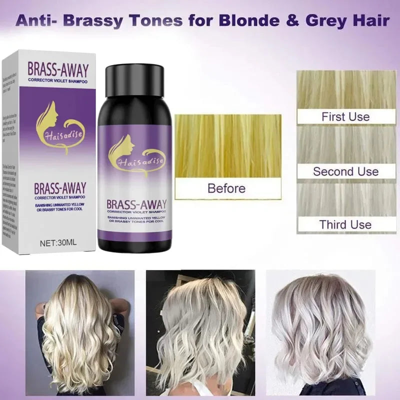 Gray Color Fixing Hair Dye Shampoo Cover Gray Hair Fade Yellow After Bleach Hair Shampoo Non-irritating Purple Shampoo Blonde